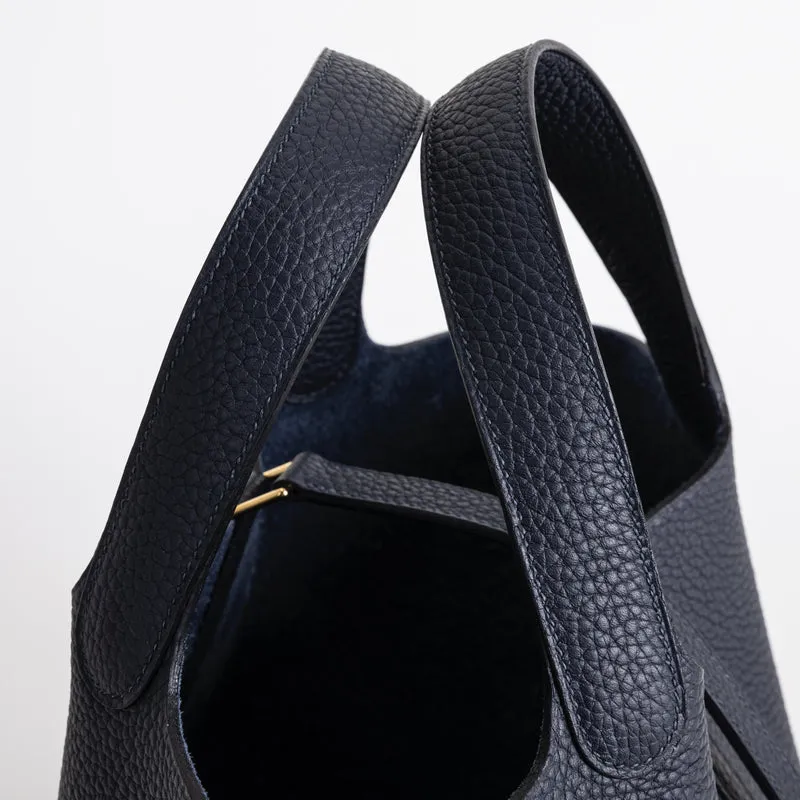 PICOTIN 18 LOCK CLEMENCE LEATHER BLEU NUIT WITH GOLD HARDWARE (GHW) - 5