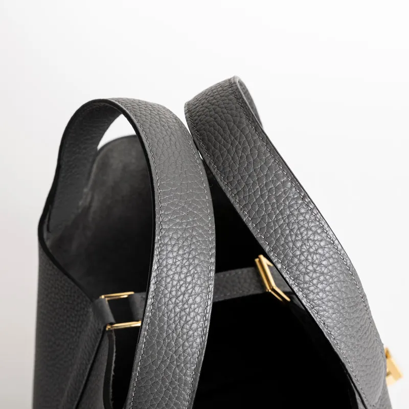 PICOTIN 18 LOCK CLEMENCE LEATHER GRIS MEYER WITH GOLD HARDWARE (GHW) - 5