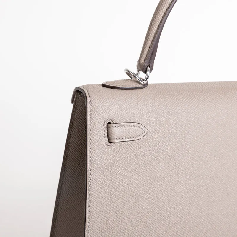 KELLY 25 EPSOM LEATHER GRIS ASPHALTE WITH PALLADIUM HARDWARE (PHW) - 4