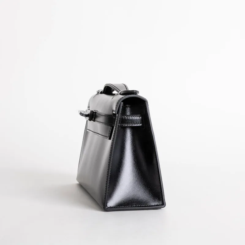 KELLY POCHETTE SO BLACK BOX CALF LEATHER WITH PVD BLACK HARDWARE (LIMITED) - 3