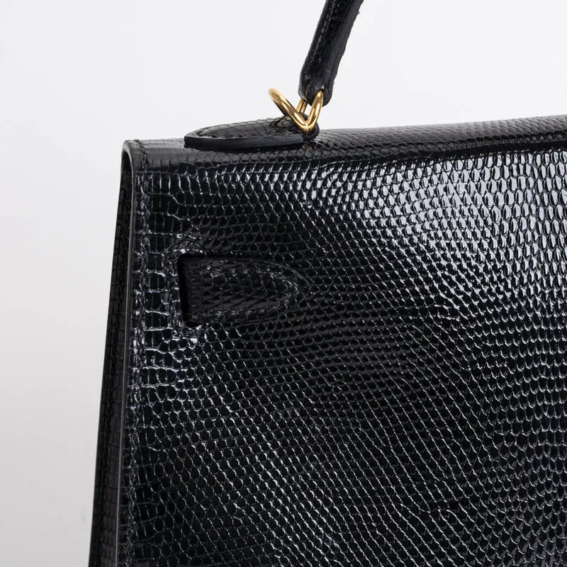 MINI KELLY II (20) LIZARD LEATHER NOIR (BLACK) WITH GOLD HARDWARE (GHW) - 5