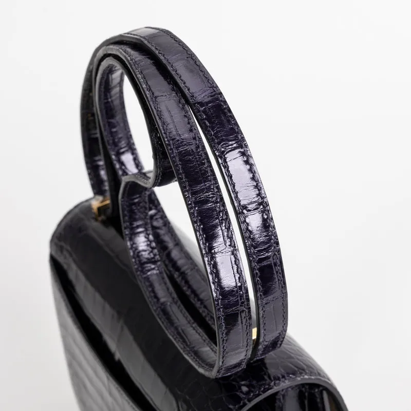 CONSTANCE 18 (MINI) SHINY MISSISSIPPIENSIS ALLIGATOR LEATHER NOIR (BLACK) WITH GOLD HARDWARE (GHW) - 6