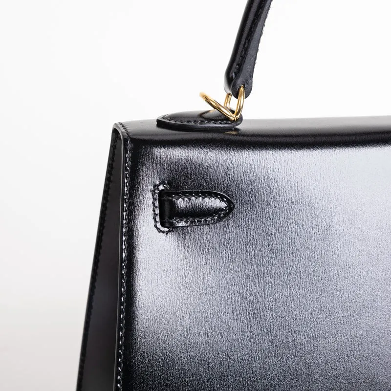 KELLY 25 BLACK BOX CALF LEATHER WITH GOLD HARDWARE (GHW) - 5