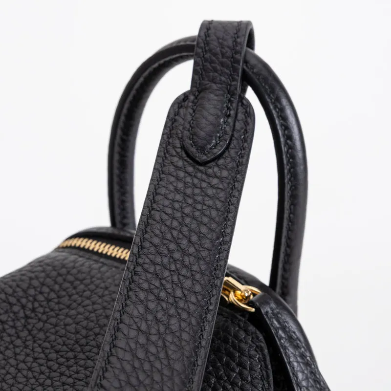 MINI LINDY 20 CLEMENCE LEATHER NOIR (BLACK) WITH GOLD HARDWARE (GHW) - 5