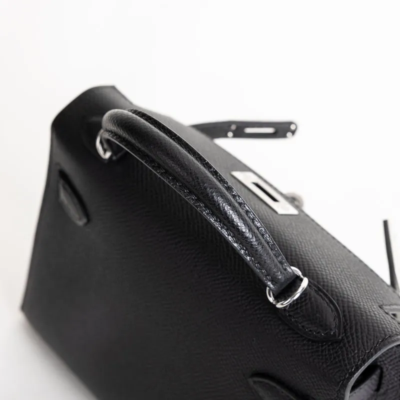 MINI KELLY II (20) EPSOM LEATHER NOIR (BLACK) WITH PALLADIUM HARDWARE (PHW) - 4