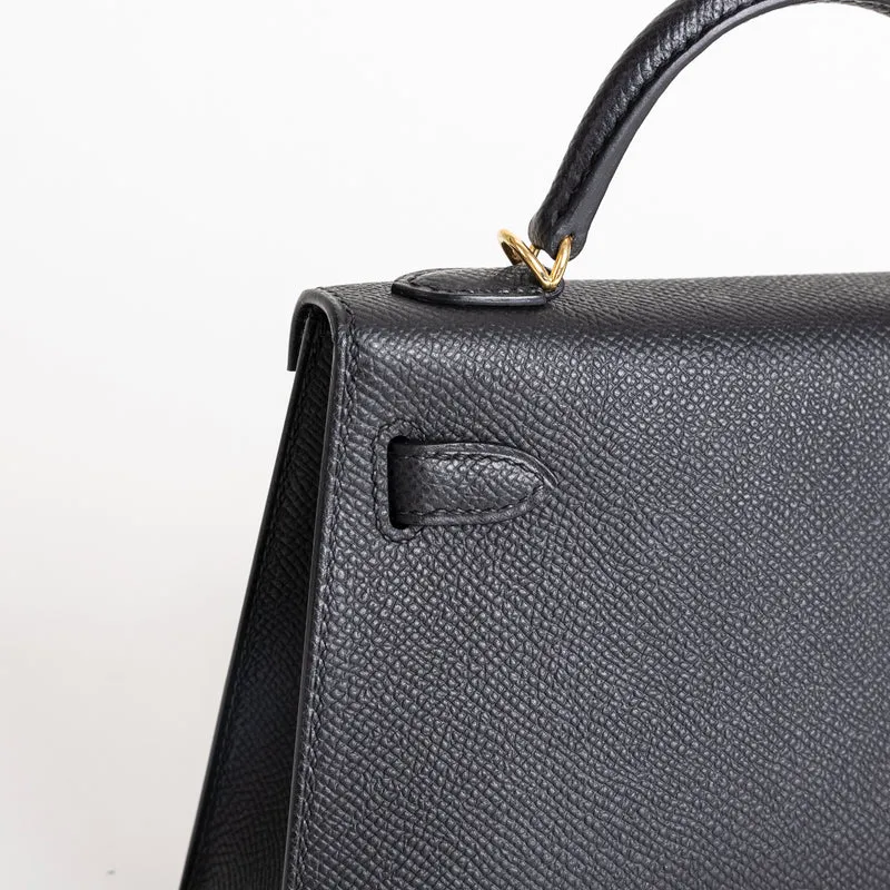 MINI KELLY II (20) EPSOM LEATHER NOIR (BLACK) WITH GOLD HARDWARE (GHW) - 5