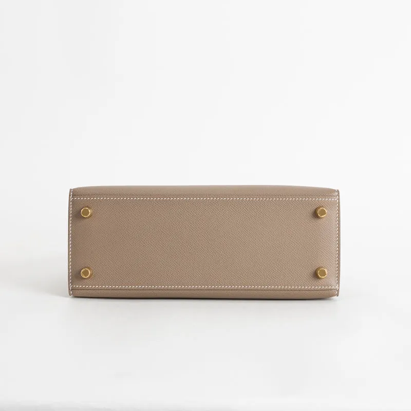 KELLY 25 EPSOM LEATHER ETOUPE WITH GOLD HARDWARE (GHW) - 6
