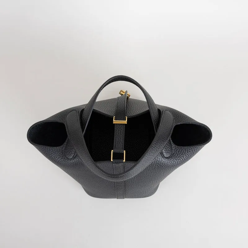 PICOTIN 18 LOCK CLEMENCE LEATHER NOIR (BLACK) WITH GOLD HARDWARE (GHW) - 6