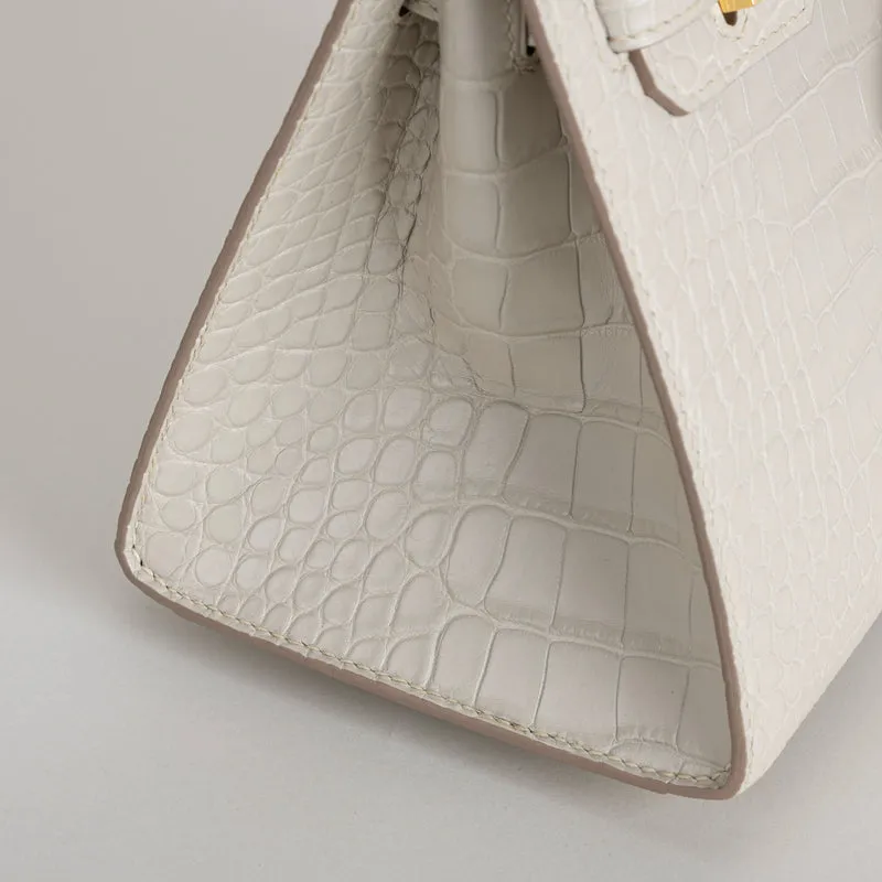 BIRKIN 20 (SELLIER SHAPE) MATTE MISSISSIPPIENSIS ALLIGATOR LEATHER BETON WITH GOLD HARDWARE (GHW) - 5