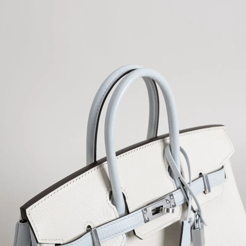 BIRKIN 25 CHEVRE LEATHER HORSESHOE STAMP (HSS) BI-COLOR BETON & BLEU BRUME WITH PALLADIUM HARDWARE (PHW) - 5