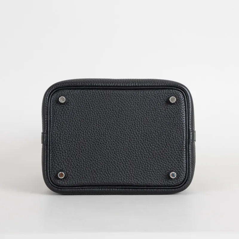 PICOTIN 18 LOCK CLEMENCE LEATHER NOIR (BLACK) WITH PALLADIUM HARDWARE (PHW) - 6