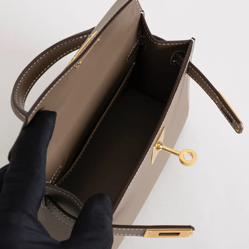MINI KELLY II (20) EPSOM LEATHER ETOUPE WITH GOLD HARDWARE (GHW) - 5