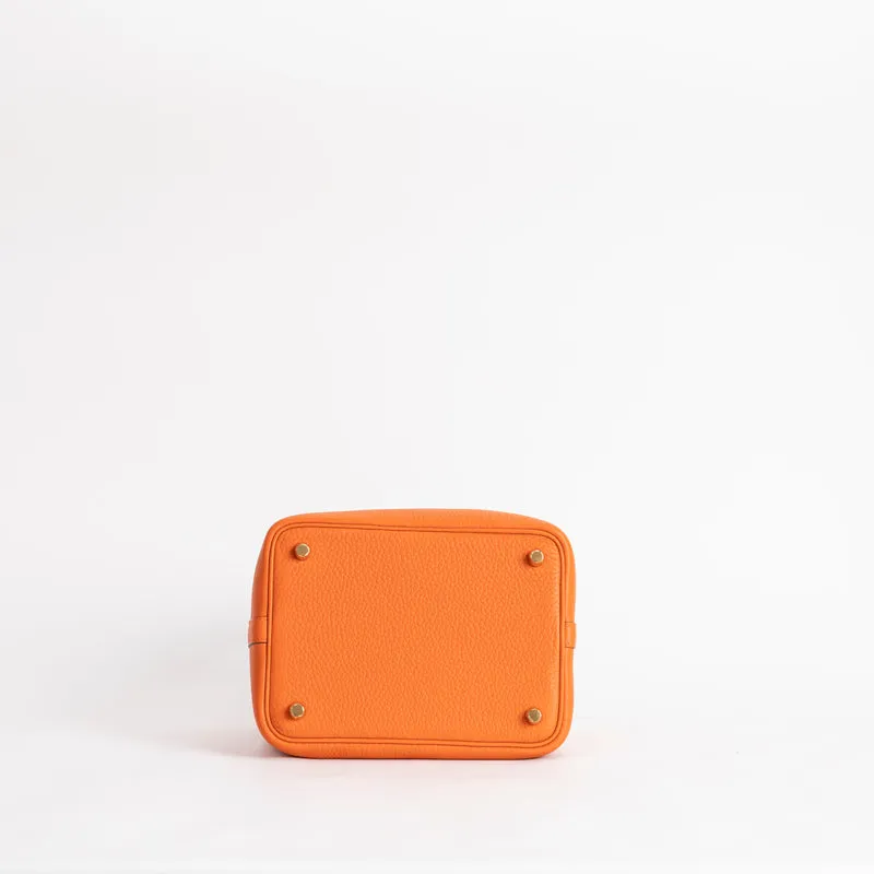 PICOTIN 18 LOCK CLEMENCE LEATHER ORANGE WITH GOLD HARDWARE (GHW) - 6