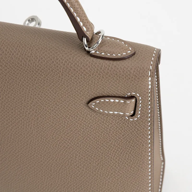 MINI KELLY II (20) EPSOM LEATHER ETOUPE WITH PALLADIUM HARDWARE (PHW) - 6