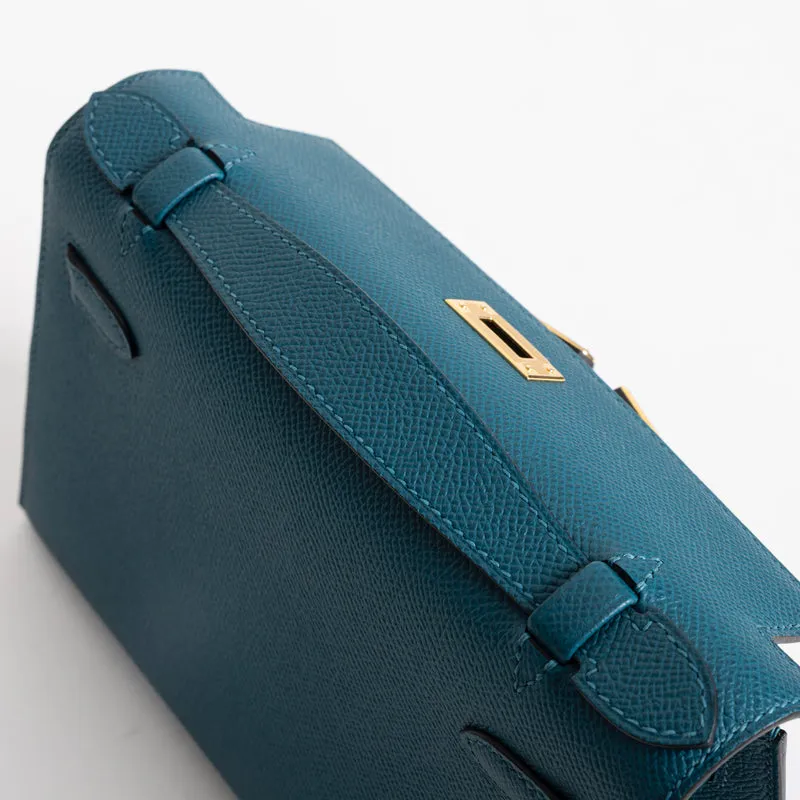 KELLY POCHETTE EPSOM LEATHER VERT BOSPHORE WITH GOLD HARDWARE (GHW) - 4