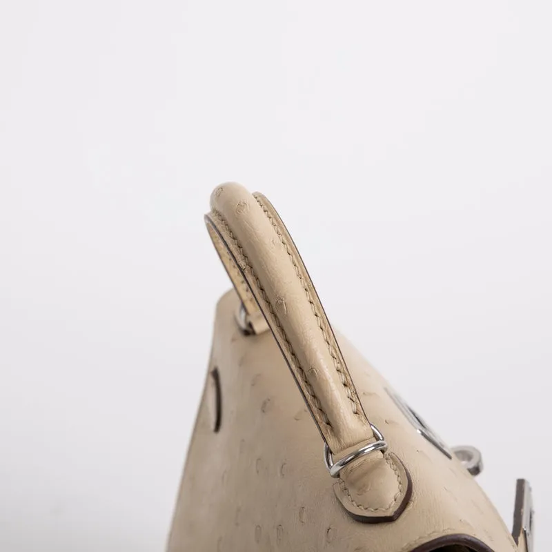 MINI KELLY II (20) OSTRICH LEATHER PARCHEMIN WITH PALLADIUM HARDWARE (PHW) - 5