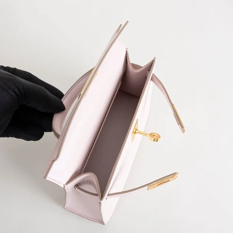 MINI KELLY II (20) CHEVRE LEATHER ROSE DARLING WITH GOLD HARDWARE (GHW) - 4