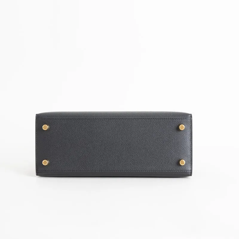 KELLY 25 EPSOM LEATHER NOIR (BLACK) WITH GOLD HARDWARE (GHW) - 6