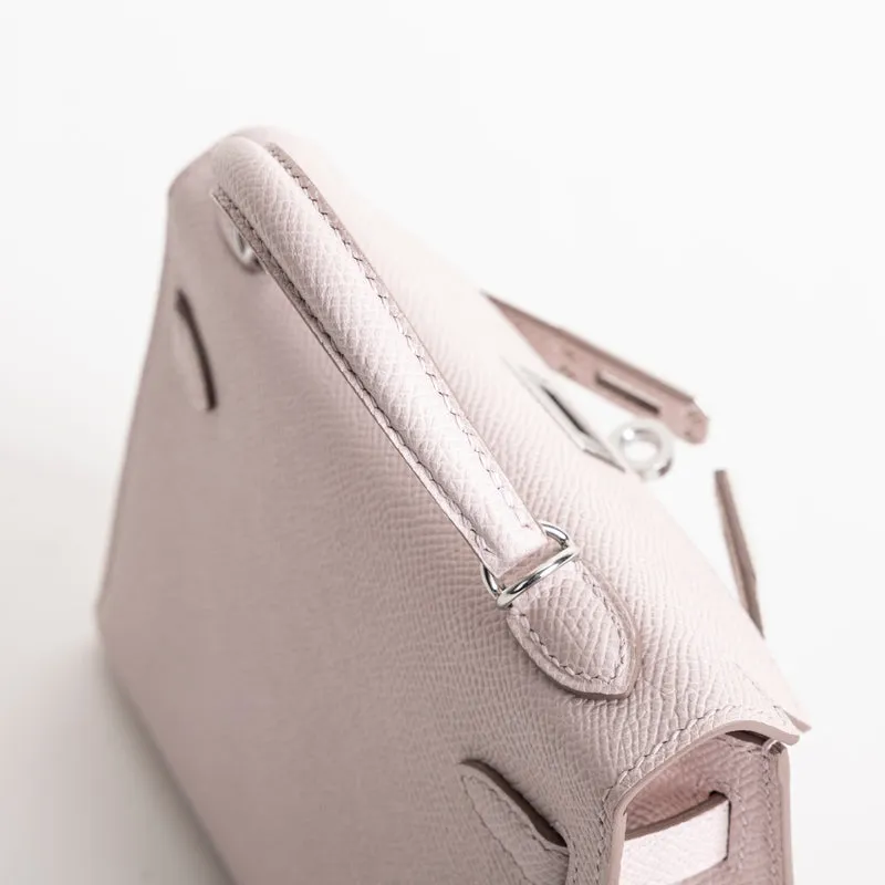 MINI KELLY II (20) EPSOM LEATHER MAUVE PALE WITH PALLADIUM HARDWARE (PHW) - 3