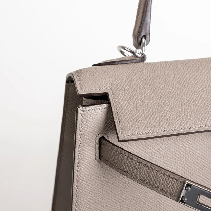 KELLY 25 EPSOM LEATHER GRIS ASPHALTE WITH PALLADIUM HARDWARE (PHW) - 3