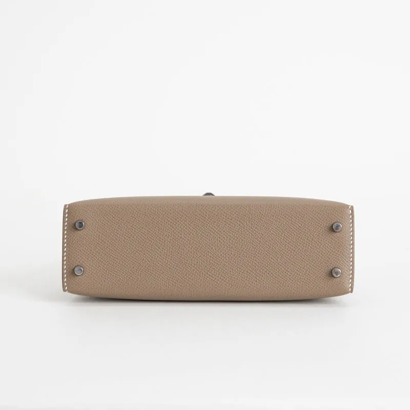 MINI KELLY II (20) EPSOM LEATHER ETOUPE WITH PALLADIUM HARDWARE (PHW) - 7