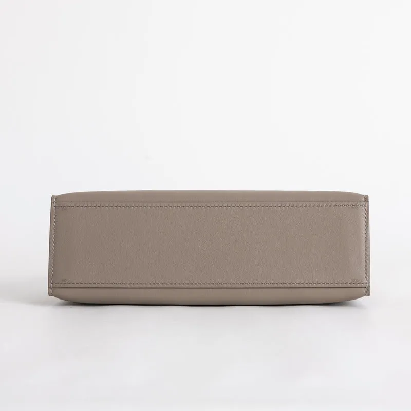 KELLY POCHETTE SWIFT LEATHER GRIS ASPHALTE WITH PALLADIUM HARDWARE (PHW) - 5