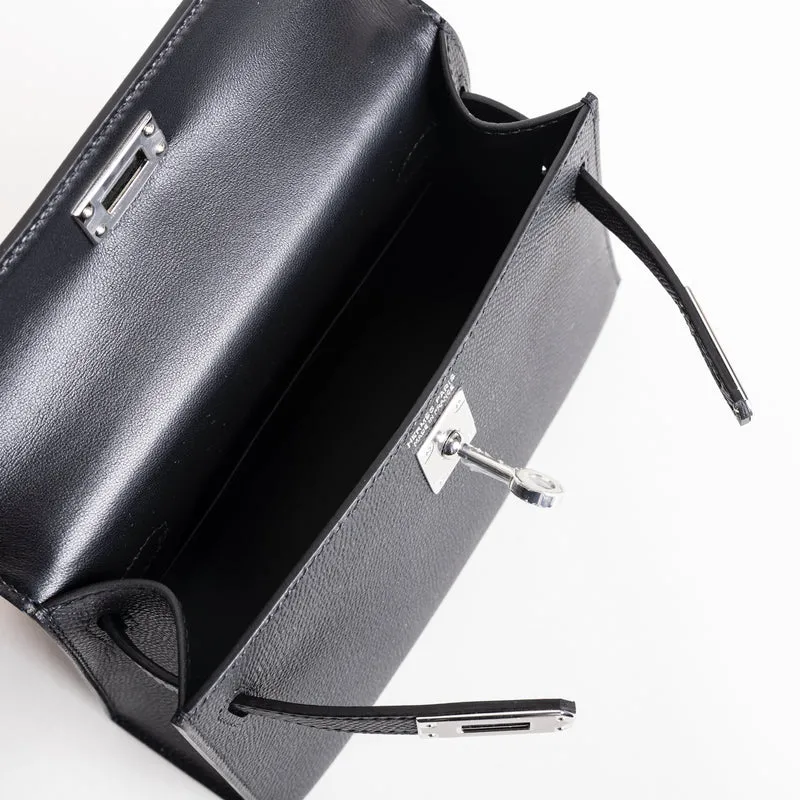 MINI KELLY II (20) EPSOM LEATHER NOIR (BLACK) WITH PALLADIUM HARDWARE (PHW) - 3