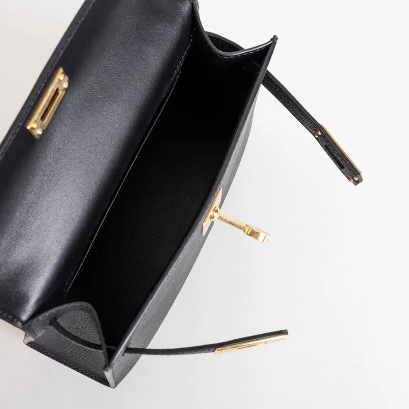 MINI KELLY II (20) EPSOM LEATHER NOIR (BLACK) WITH GOLD HARDWARE (GHW) - 3