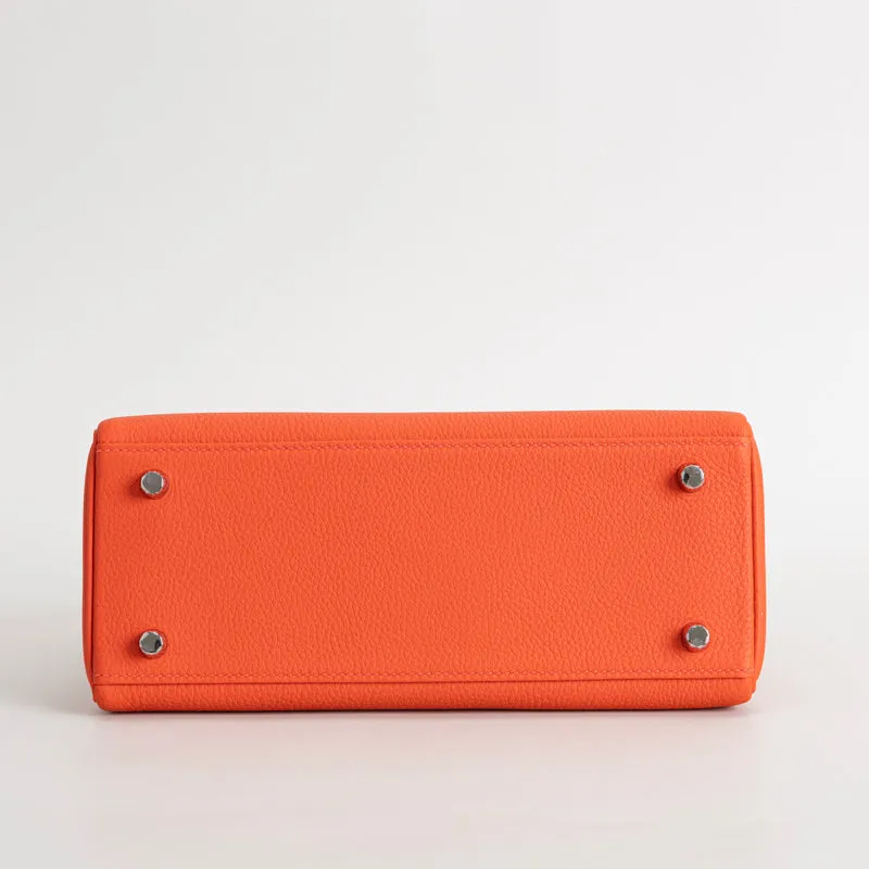 KELLY 25 TOGO LEATHER FEU ORANGE WITH PALLADIUM HARDWARE (PHW) - 7