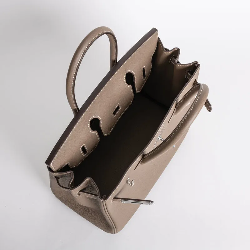 BIRKIN 30 TOGO LEATHER ETOUPE WITH PALLADIUM HARDWARE (PHW) - 3