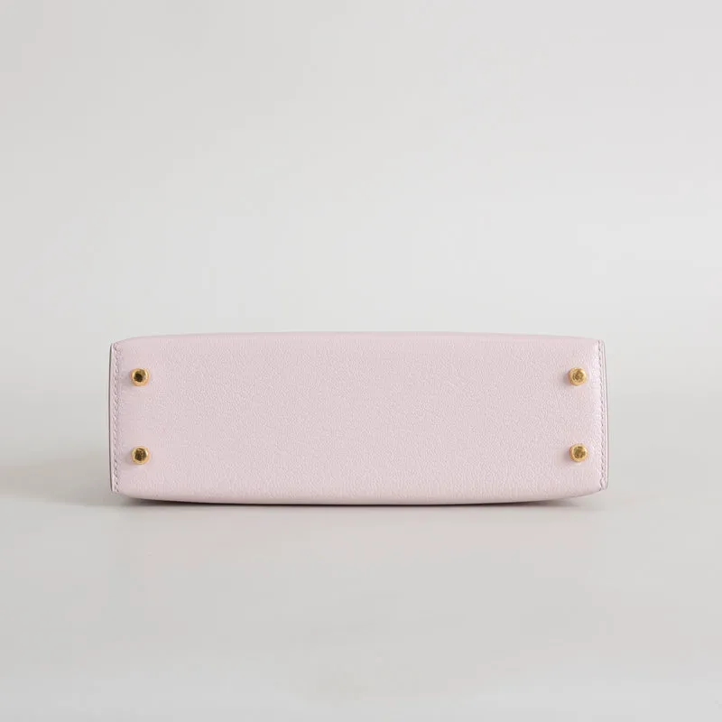 MINI KELLY II (20) CHEVRE LEATHER ROSE DARLING WITH GOLD HARDWARE (GHW) - 7