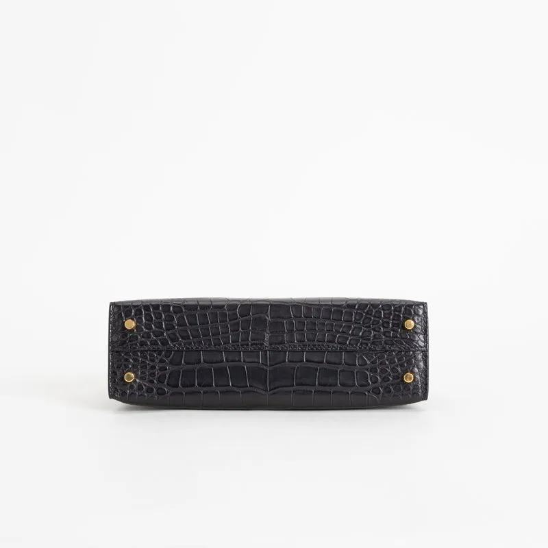 MINI KELLY II (20) MATTE MISSISSIPPIENSIS ALLIGATOR LEATHER NOIR (BLACK) WITH GOLD HARDWARE (GHW) - 6