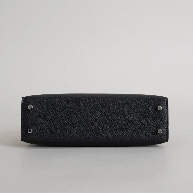 MINI KELLY II (20) TOUCH SHINY MISSISSIPPIENSIS ALLIGATOR LEATHER & EPSOM LEATHER NOIR (BLACK) WITH PALLADIUM HARDWARE (PHW) - 6