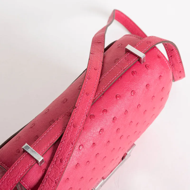 CONSTANCE 18 (MINI) OSTRICH LEATHER ROSE TYRIEN WITH PALLADIUM HARDWARE (PHW) - 5