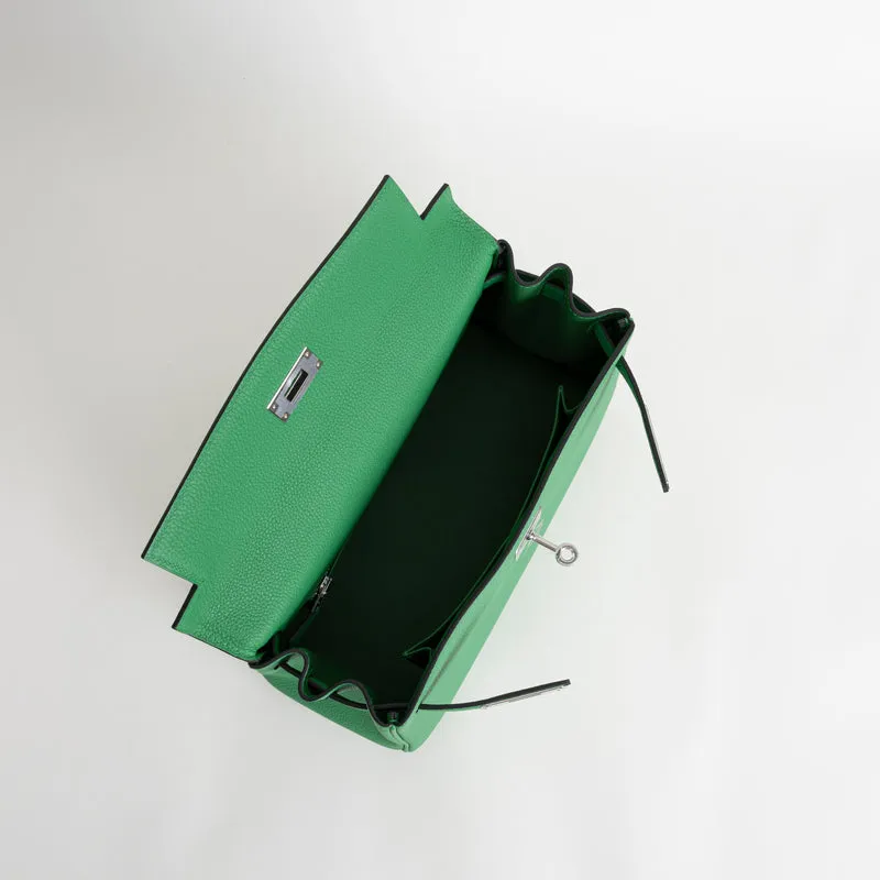 KELLY 28 TOGO LEATHER BAMBOO (GREEN) WITH PALLADIUM HARDWARE (PHW) - 4