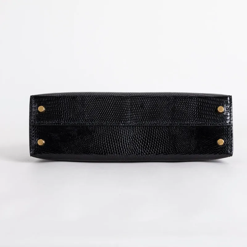 MINI KELLY II (20) LIZARD LEATHER NOIR (BLACK) WITH GOLD HARDWARE (GHW) - 6