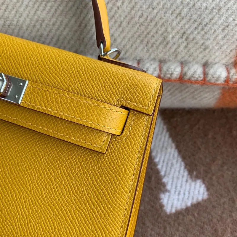 MINI KELLY II (20) EPSOM LEATHER JAUNE AMBRE WITH PALLADIUM HARDWARE (PHW) - 4