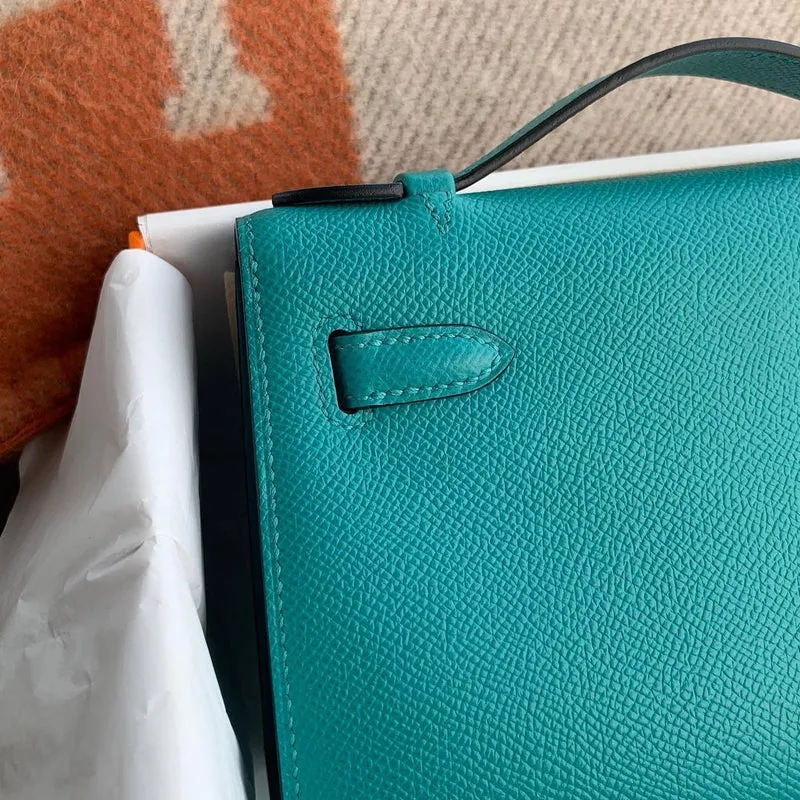 KELLY POCHETTE EPSOM LEATHER VERT VERONE WITH PALLADIUM HARDWARE (PHW) - 5