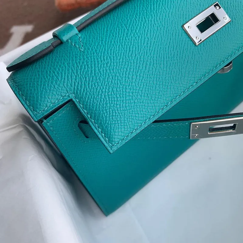 KELLY POCHETTE EPSOM LEATHER VERT VERONE WITH PALLADIUM HARDWARE (PHW) - 3