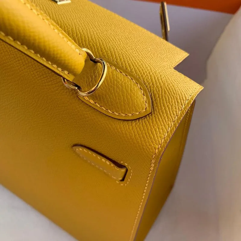 KELLY 25 EPSOM LEATHER JAUNE AMBRE WITH GOLD HARDWARE (GHW) - 4