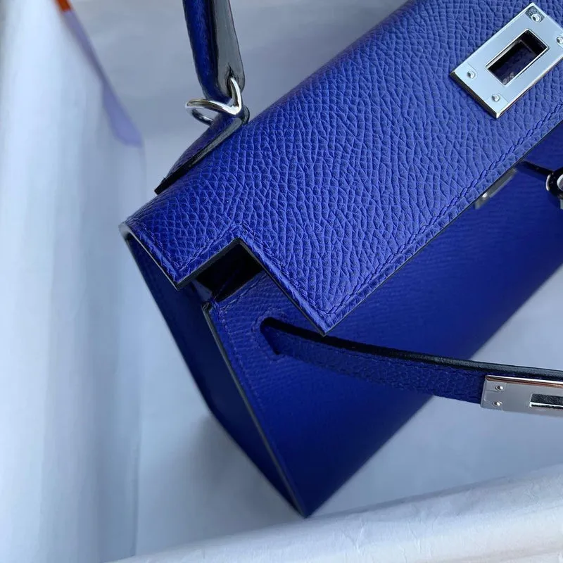MINI KELLY II (20) EPSOM LEATHER BLEU ELECTRIQUE WITH PALLADIUM HARDWARE (PHW) - 3