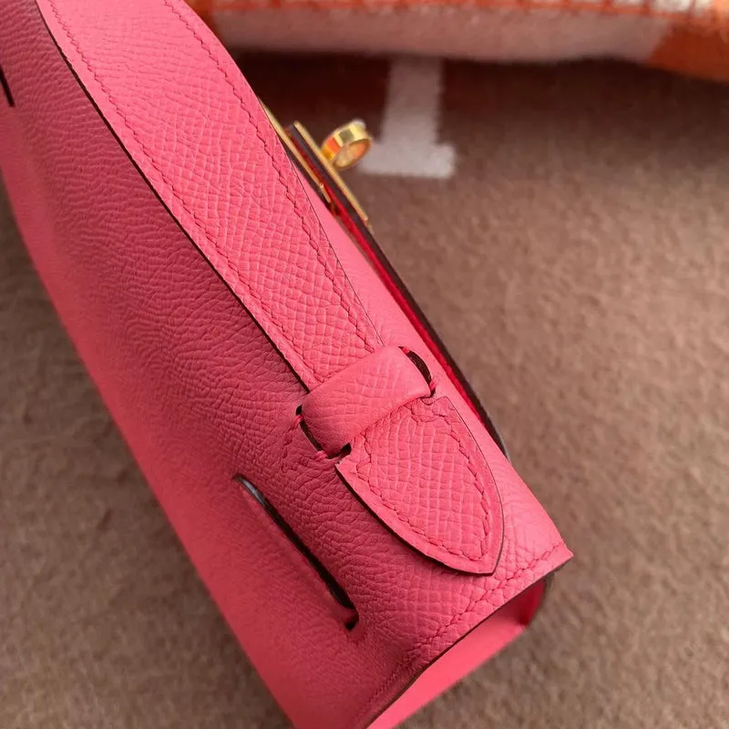 KELLY POCHETTE EPSOM LEATHER ROSE AZALEE WITH GOLD HARDWARE (GHW) - 5