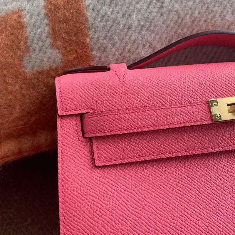 KELLY POCHETTE EPSOM LEATHER ROSE AZALEE WITH GOLD HARDWARE (GHW) - 3