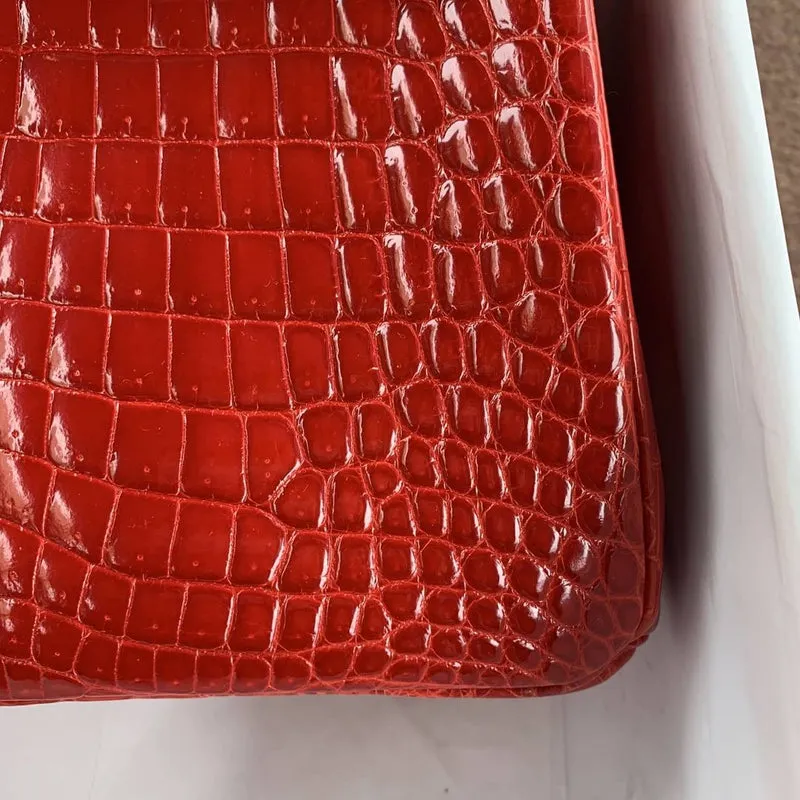 BIRKIN 25 SHINY NILOTICUS CROCODILE LEATHER BRAISE WITH GOLD HARDWARE (GHW) - 4
