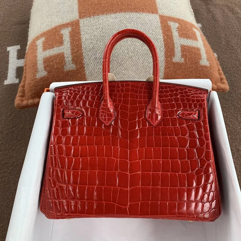 BIRKIN 25 SHINY NILOTICUS CROCODILE LEATHER BRAISE WITH GOLD HARDWARE (GHW) - 2