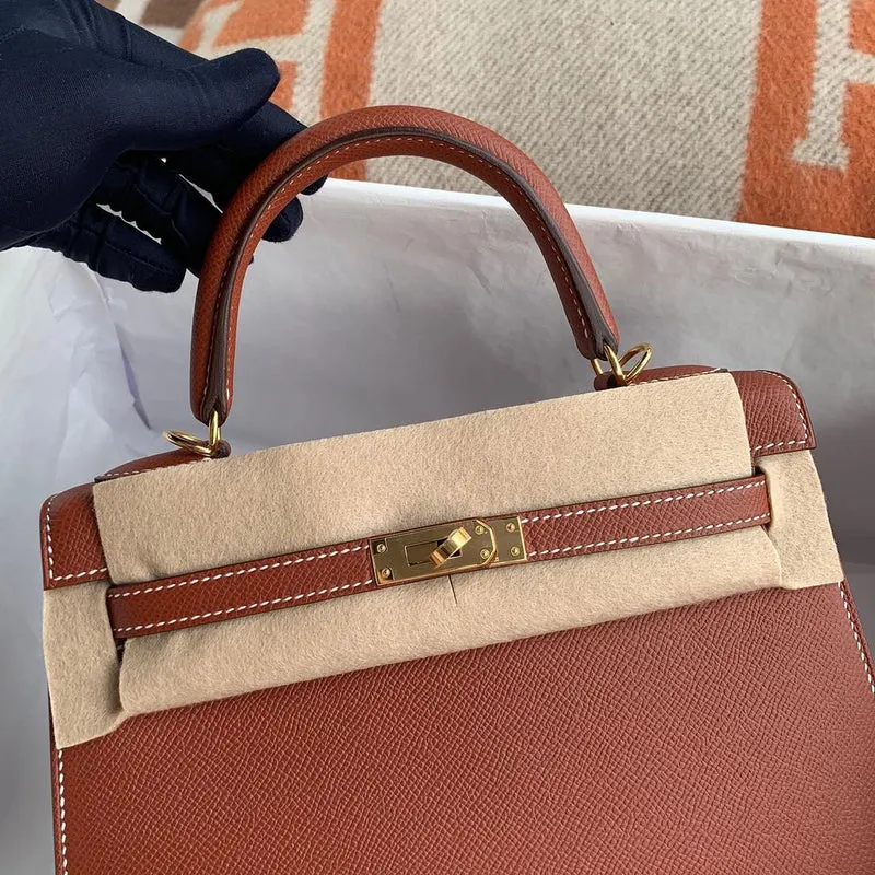 KELLY 25 EPSOM LEATHER TERRE DE SIENNE WITH GOLD HARDWARE (GHW) - 3