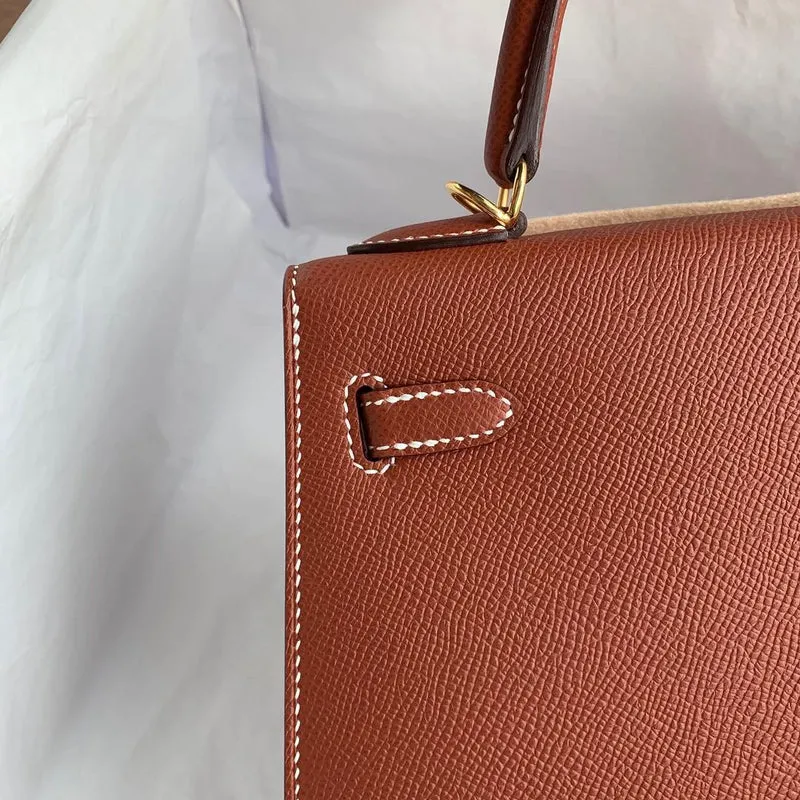 KELLY 25 EPSOM LEATHER TERRE DE SIENNE WITH GOLD HARDWARE (GHW) - 6