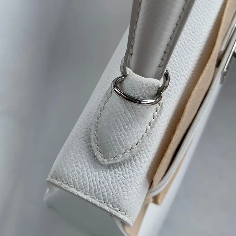 KELLY 25 EPSOM LEATHER BLANC (WHITE) WITH PALLADIUM HARDWARE (PHW) - 5