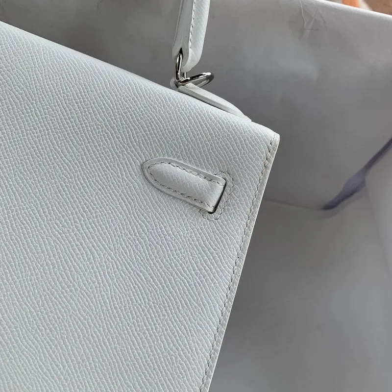 KELLY 25 EPSOM LEATHER BLANC (WHITE) WITH PALLADIUM HARDWARE (PHW) - 6