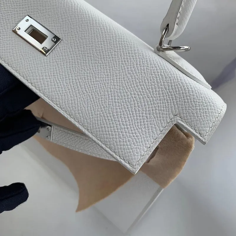 KELLY 25 EPSOM LEATHER BLANC (WHITE) WITH PALLADIUM HARDWARE (PHW) - 4